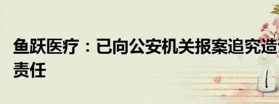 鱼跃医疗：已向公安机关报案追究造谣者法律责任