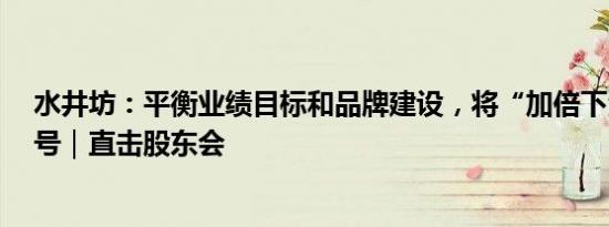 水井坊：平衡业绩目标和品牌建设，将“加倍下注”臻酿8号｜直击股东会