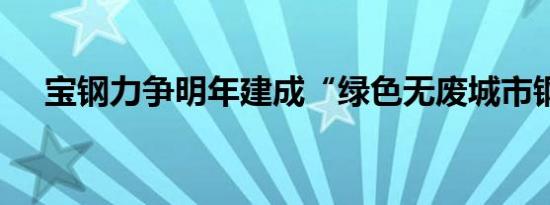 宝钢力争明年建成“绿色无废城市钢厂”