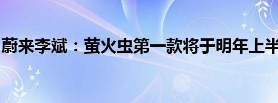 蔚来李斌：萤火虫第一款将于明年上半年交付