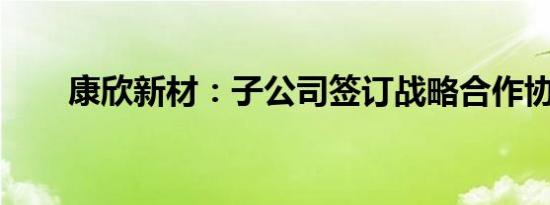 康欣新材：子公司签订战略合作协议