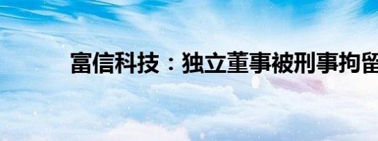 富信科技：独立董事被刑事拘留