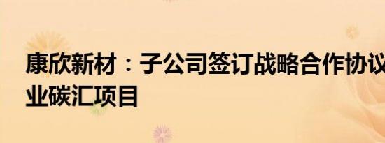 康欣新材：子公司签订战略合作协议 推进林业碳汇项目