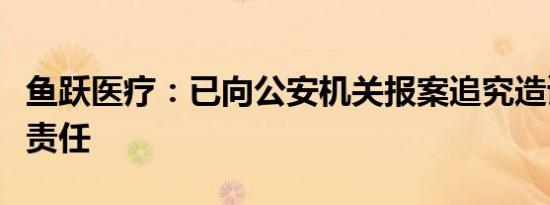 鱼跃医疗：已向公安机关报案追究造谣者法律责任