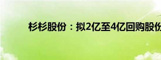 杉杉股份：拟2亿至4亿回购股份