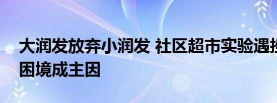 大润发放弃小润发 社区超市实验遇挫，盈利困境成主因