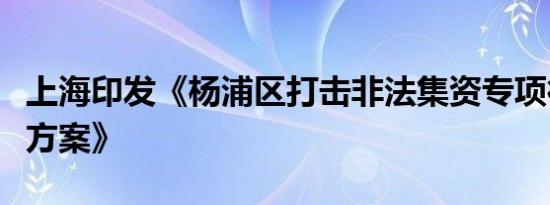 上海印发《杨浦区打击非法集资专项行动实施方案》