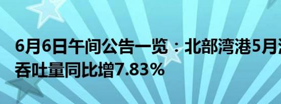 6月6日午间公告一览：北部湾港5月港口货物吞吐量同比增7.83%