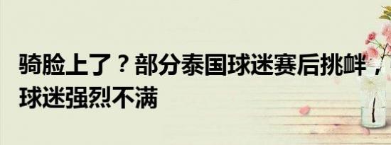 骑脸上了？部分泰国球迷赛后挑衅，引发中国球迷强烈不满