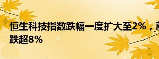 恒生科技指数跌幅一度扩大至2%，蔚来汽车跌超8%