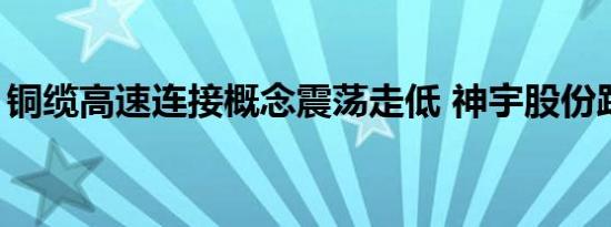 铜缆高速连接概念震荡走低 神宇股份跌超8%