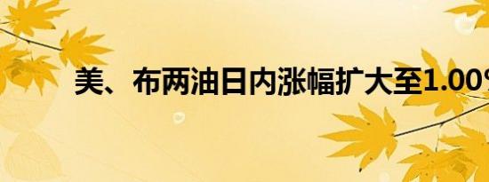 美、布两油日内涨幅扩大至1.00%