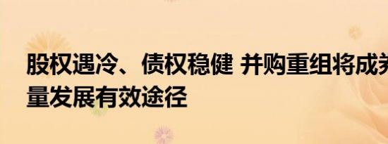 股权遇冷、债权稳健 并购重组将成券业高质量发展有效途径