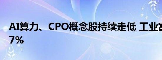 AI算力、CPO概念股持续走低 工业富联跌超7%