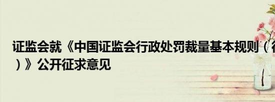 证监会就《中国证监会行政处罚裁量基本规则（征求意见稿）》公开征求意见