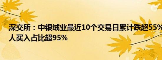 深交所：中银绒业最近10个交易日累计跌超55% 期间自然人买入占比超95%