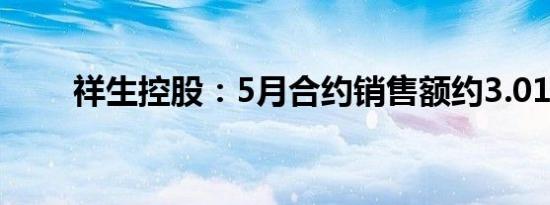 祥生控股：5月合约销售额约3.01亿