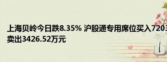 上海贝岭今日跌8.35% 沪股通专用席位买入7203.92万元并卖出3426.52万元