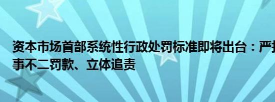 资本市场首部系统性行政处罚标准即将出台：严打贿赂、一事不二罚款、立体追责