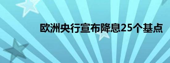 欧洲央行宣布降息25个基点