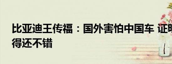 比亚迪王传福：国外害怕中国车 证明我们做得还不错