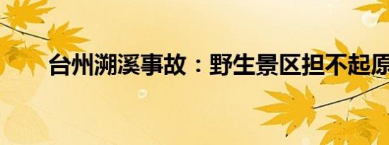 台州溯溪事故：野生景区担不起原罪