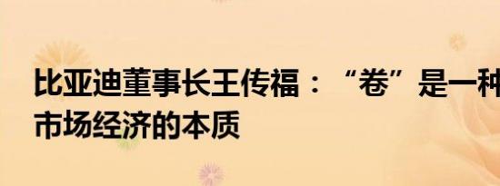 比亚迪董事长王传福：“卷”是一种竞争 是市场经济的本质