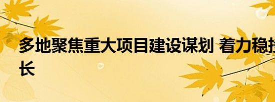 多地聚焦重大项目建设谋划 着力稳投资促增长