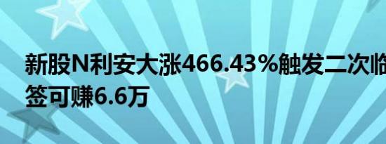 新股N利安大涨466.43%触发二次临停 中一签可赚6.6万