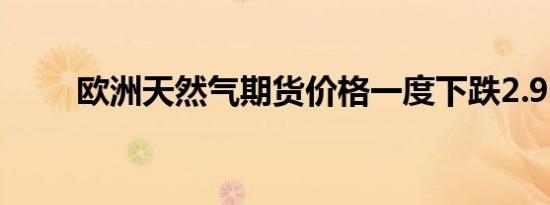 欧洲天然气期货价格一度下跌2.9%