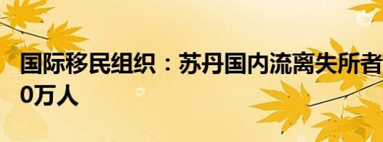 国际移民组织：苏丹国内流离失所者将超1000万人