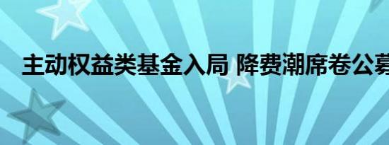 主动权益类基金入局 降费潮席卷公募行业