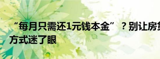 “每月只需还1元钱本金”？别让房贷还款新方式迷了眼