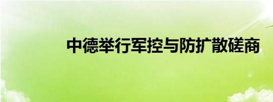 中德举行军控与防扩散磋商