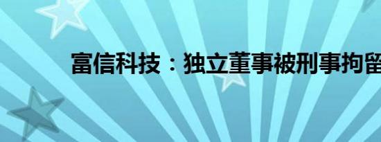 富信科技：独立董事被刑事拘留