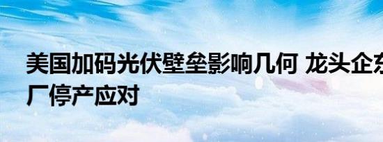 美国加码光伏壁垒影响几何 龙头企东南亚工厂停产应对