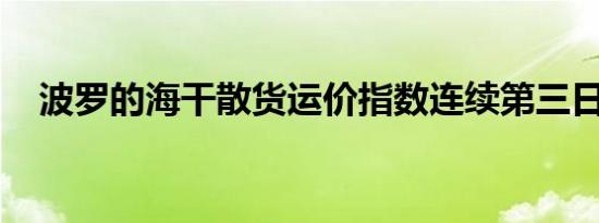 波罗的海干散货运价指数连续第三日上涨