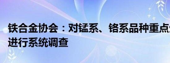 铁合金协会：对锰系、铬系品种重点生产企业进行系统调查