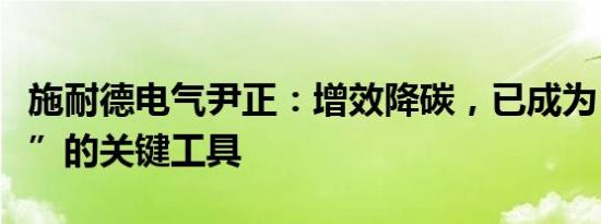 施耐德电气尹正：增效降碳，已成为“双转型”的关键工具