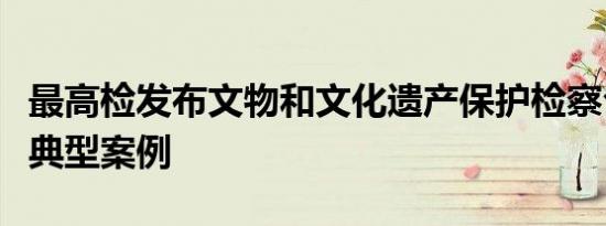 最高检发布文物和文化遗产保护检察公益诉讼典型案例