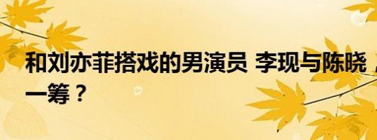 和刘亦菲搭戏的男演员 李现与陈晓，谁更胜一筹？