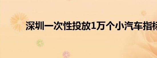 深圳一次性投放1万个小汽车指标