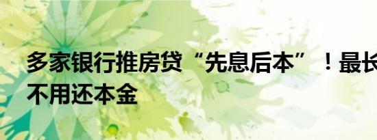 多家银行推房贷“先息后本”！最长可10年不用还本金