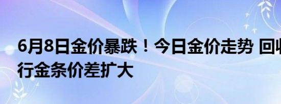 6月8日金价暴跌！今日金价走势 回收价与银行金条价差扩大