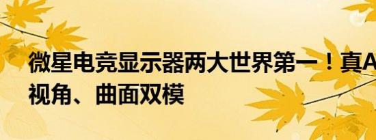 微星电竞显示器两大世界第一！真AI开上帝视角、曲面双模