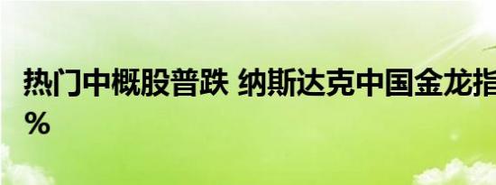 热门中概股普跌 纳斯达克中国金龙指数跌超1%