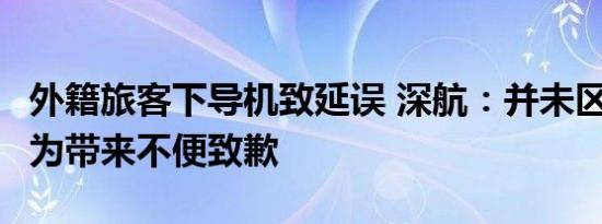 外籍旅客下导机致延误 深航：并未区别对待，为带来不便致歉