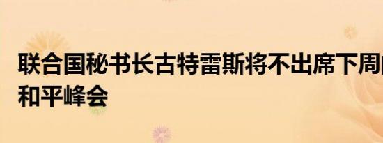 联合国秘书长古特雷斯将不出席下周的乌克兰和平峰会