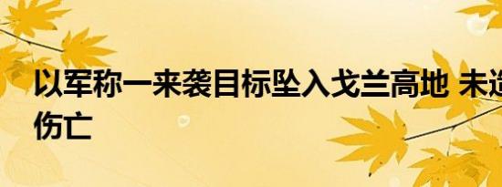 以军称一来袭目标坠入戈兰高地 未造成人员伤亡