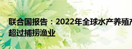 联合国报告：2022年全球水产养殖产量首次超过捕捞渔业